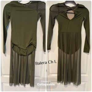 Balera Long Sleeve Mesh Dance Dress in Olive